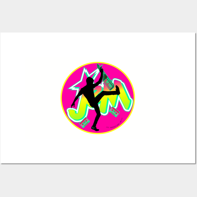 Be a Star with Neon Pink & Yellow Girly JEM | Rock On 80s Synthwave style Wall Art by 617406